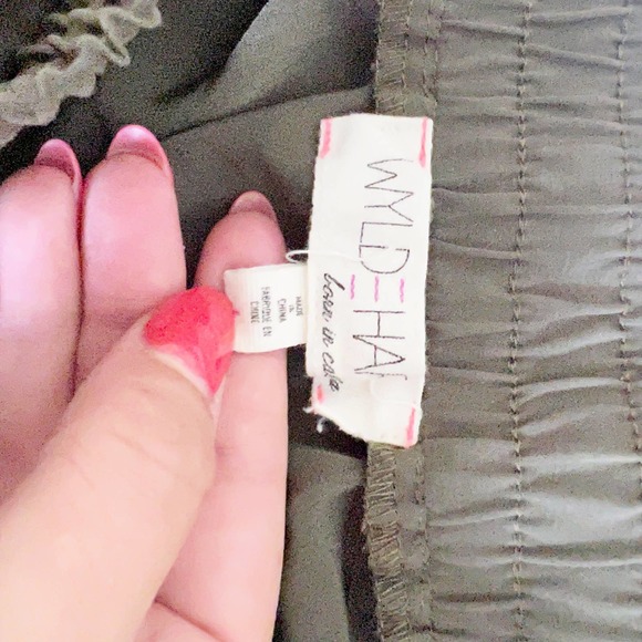 Wyld Hart Army Green Drawstring Waist Ankle Zip Pants Women's Size Large L - Picture 5 of 7